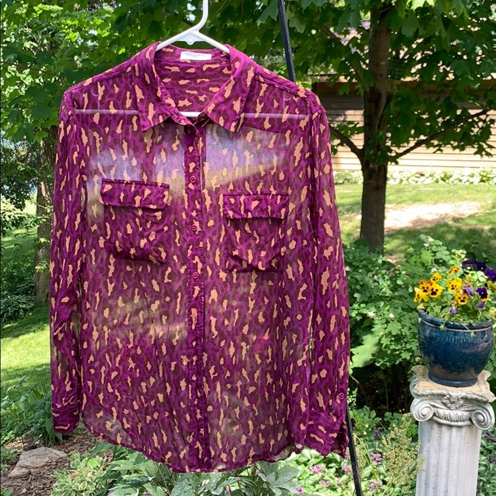 Purple leopard sheer silk